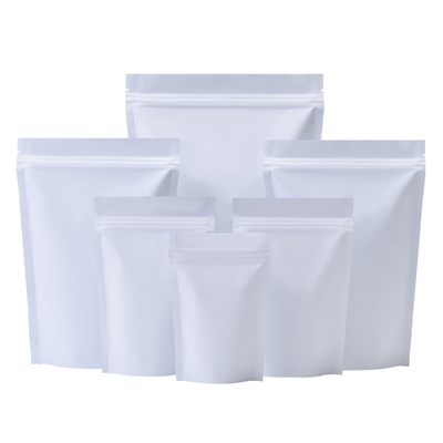 Matte White Zip Lock Recyclable Stand Up Self Seal Zipper Doypack Teardrop Food Candy Ground Aluminum Foil Bag Coffee Bean Pouches
