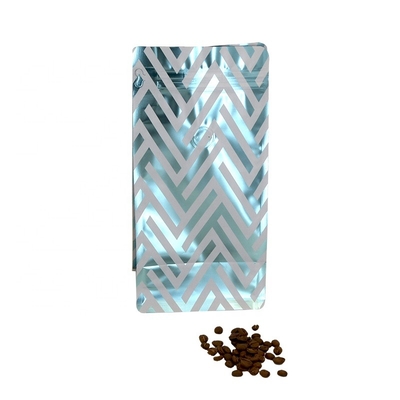 Blue Color Single Zip Lock Recyclable Digital Printed Mylar Coffee Zipper Flat Bottom Gusset Foil Packaging Bags With Valve 500G